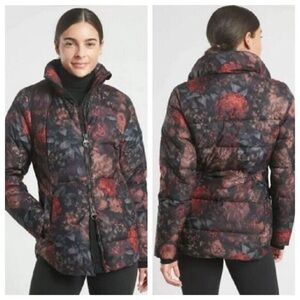 Athleta Downtown Printed Puffer Jacket Antoinette Norwegian Floral Size Medium